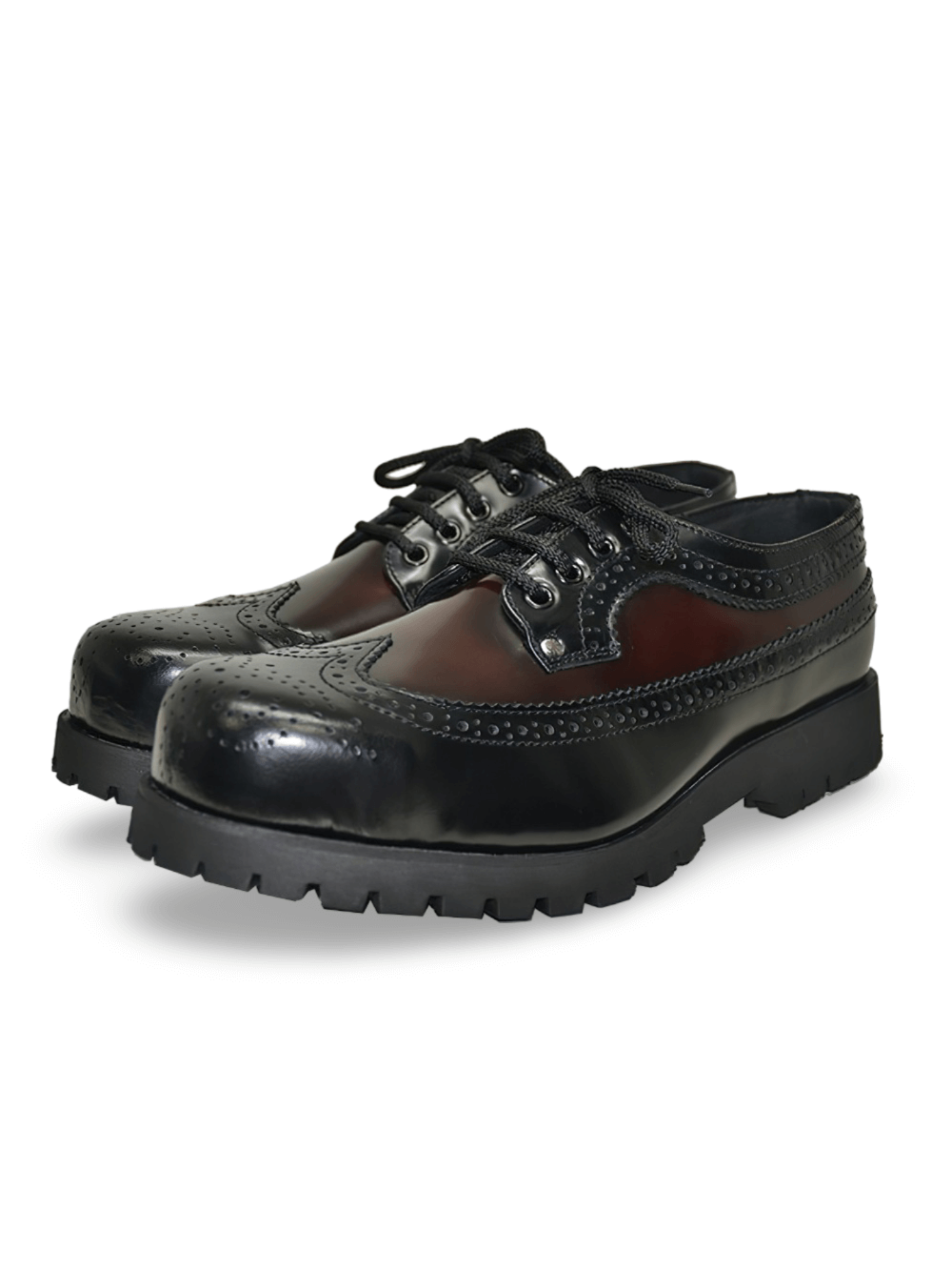 Black And Burgundy Lace-Up Ranger Shoes with Steel Toe