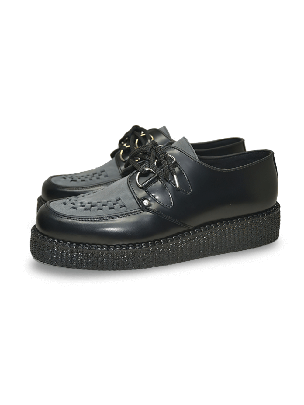 Black And Gray Creeper Shoes with Rubber Sole