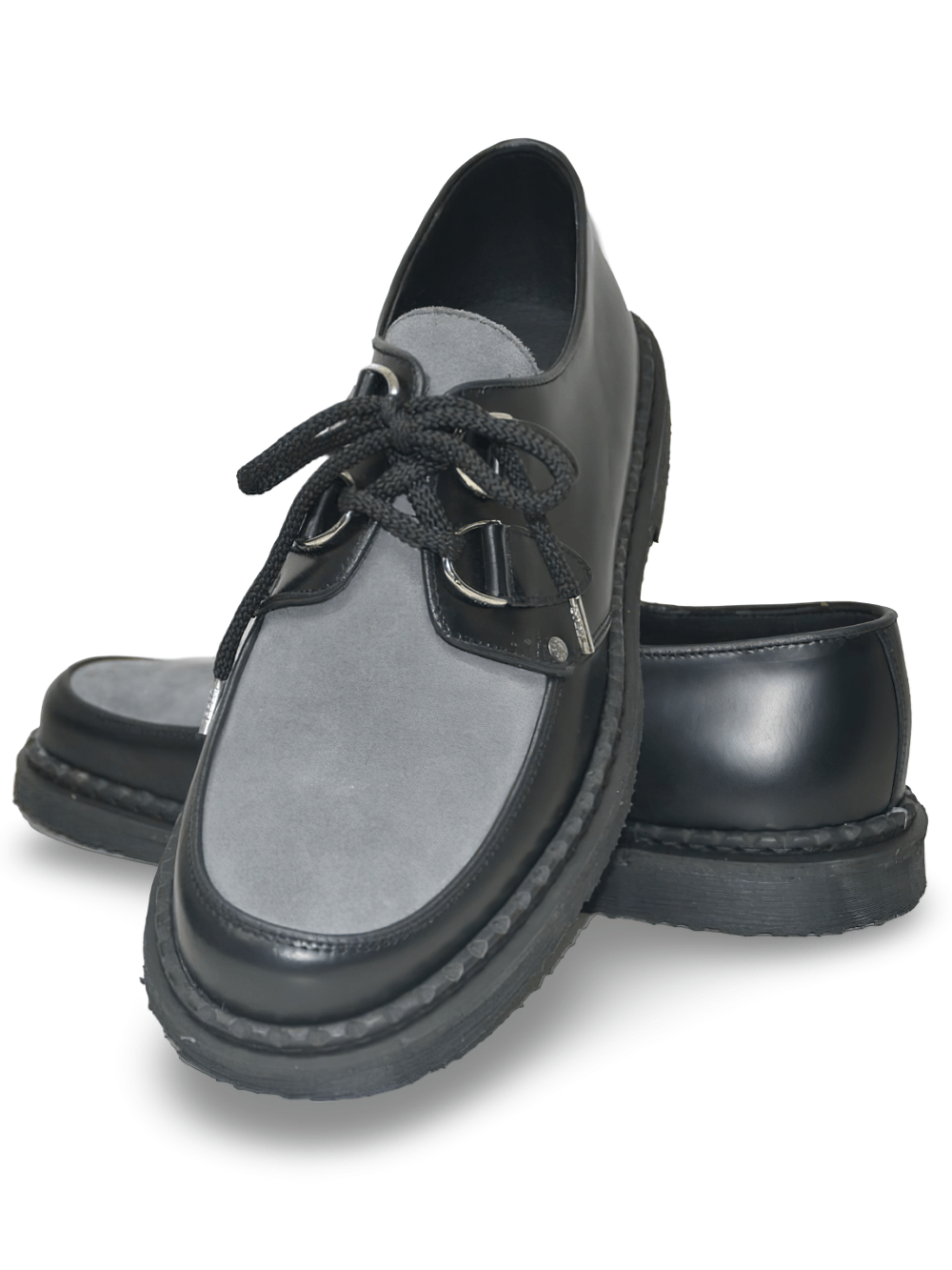 Black and Gray Unisex Creepers with Suede and Box Leather