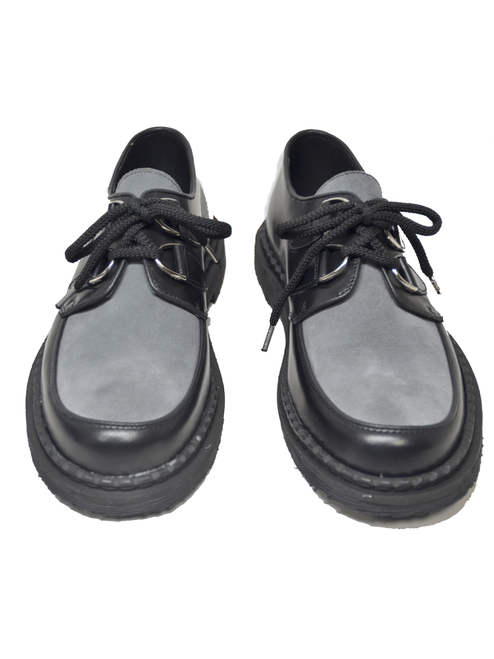 Black and Gray Unisex Creepers with Suede and Box Leather