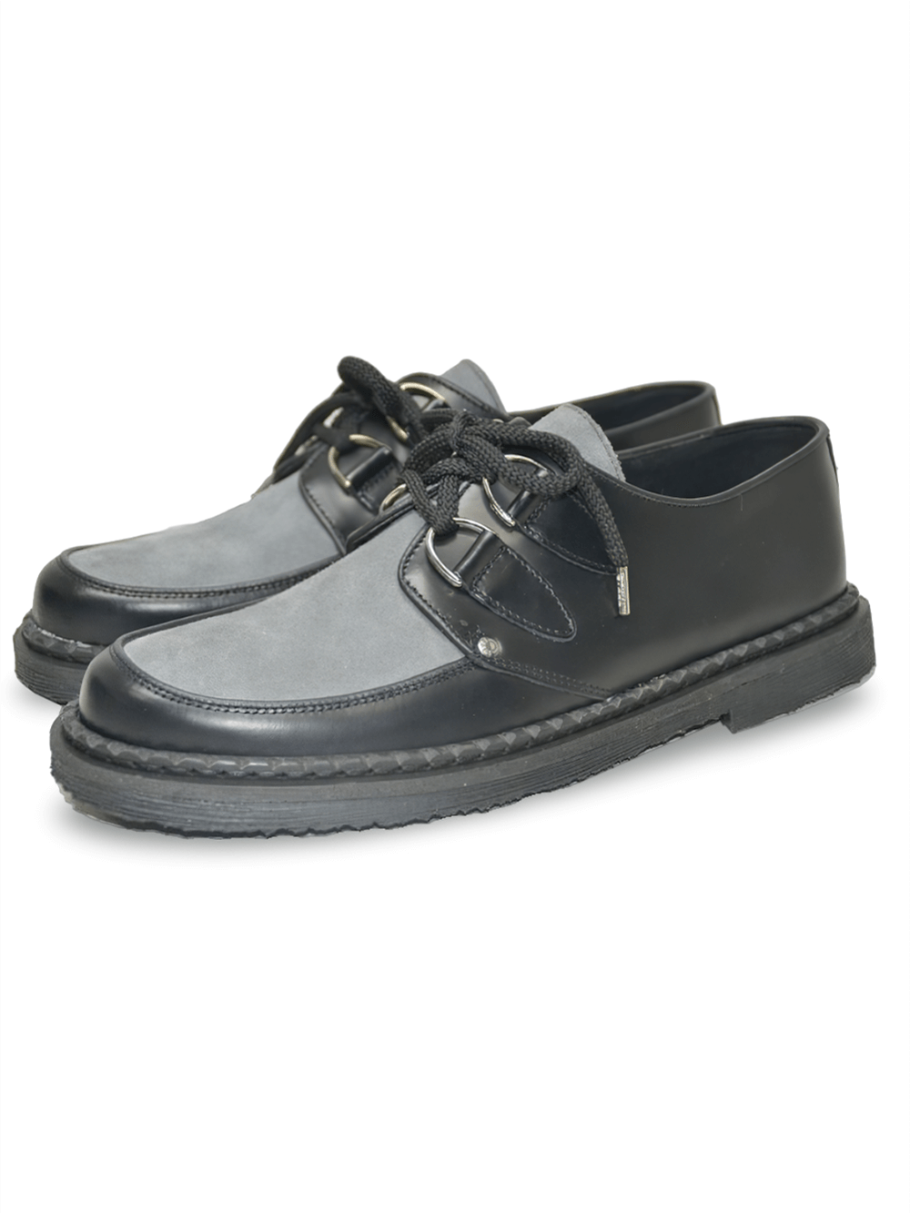 Black and Gray Unisex Creepers with Suede and Box Leather