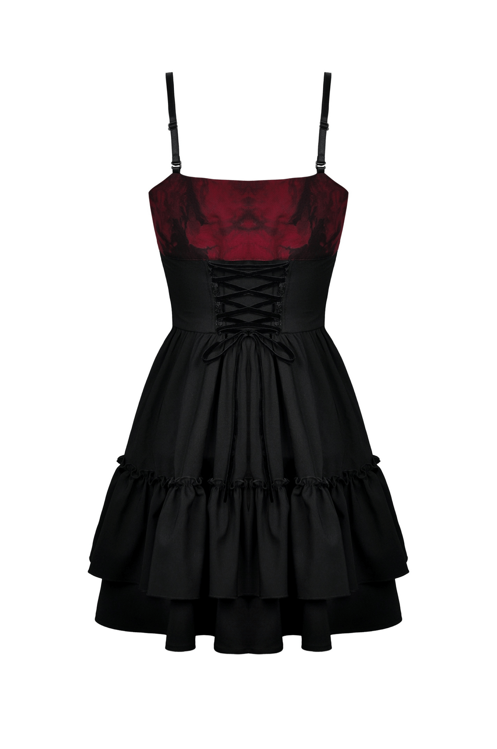 Black And Red Spiderweb Print Gothic Dress with Bow