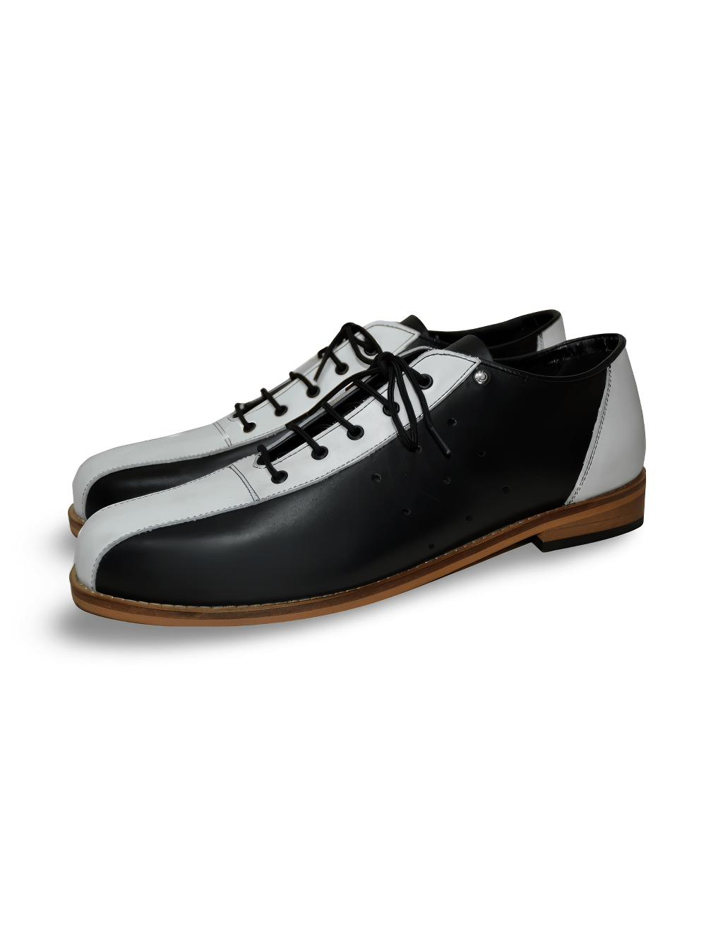 Black and White Leather Lace-Up Shoes with Neolite Sole