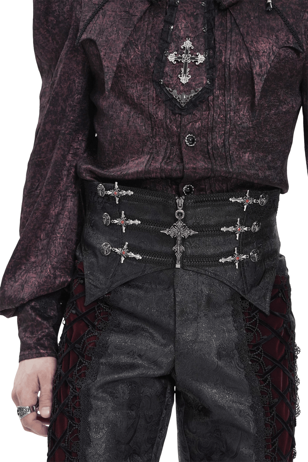 Schwarzer Punk-Gürtel mit Strumpfhaltern und Taschen