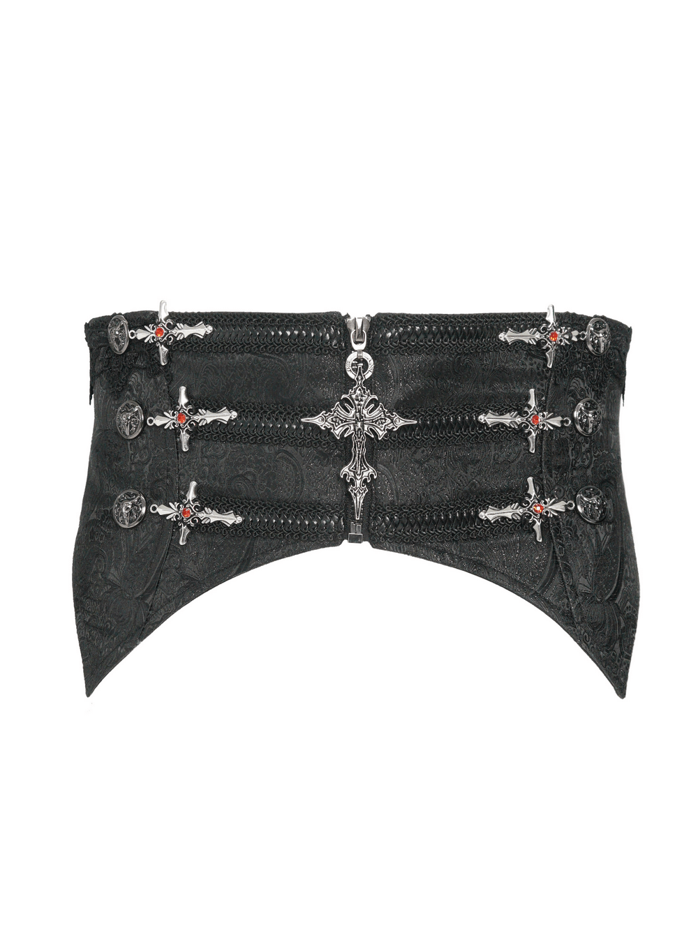 Schwarzer Punk-Gürtel mit Strumpfhaltern und Taschen