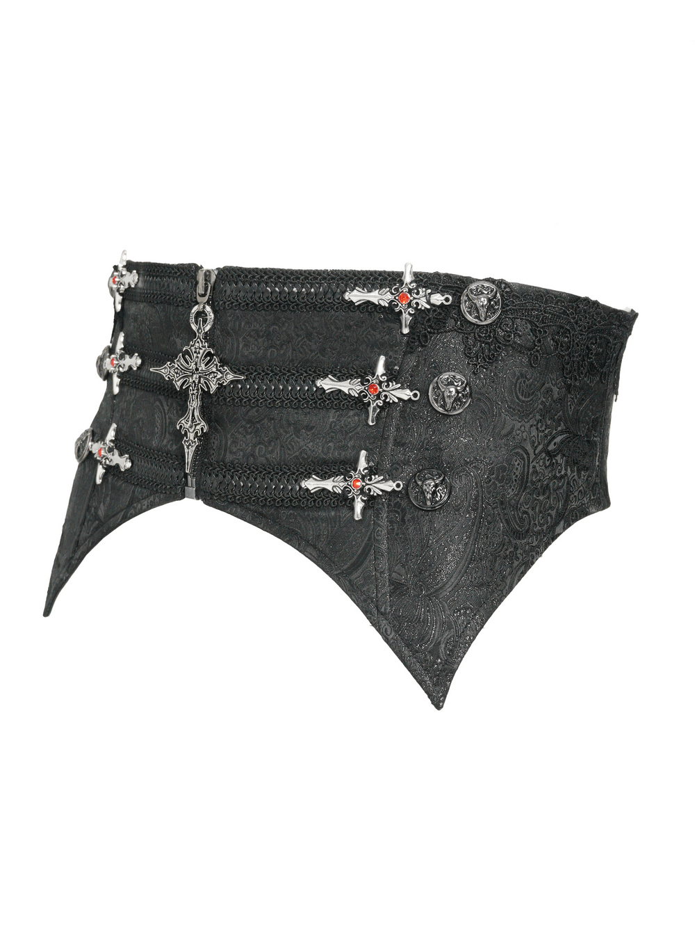 Schwarzer Punk-Gürtel mit Strumpfhaltern und Taschen