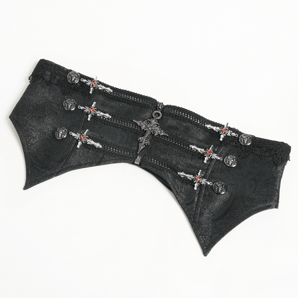 Schwarzer Punk-Gürtel mit Strumpfhaltern und Taschen