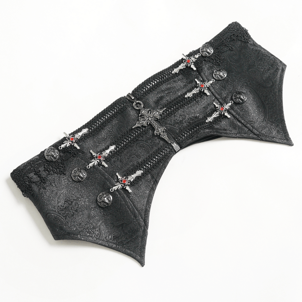 Schwarzer Punk-Gürtel mit Strumpfhaltern und Taschen