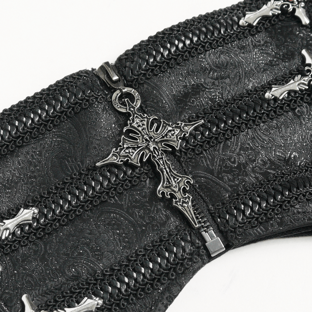 Schwarzer Punk-Gürtel mit Strumpfhaltern und Taschen