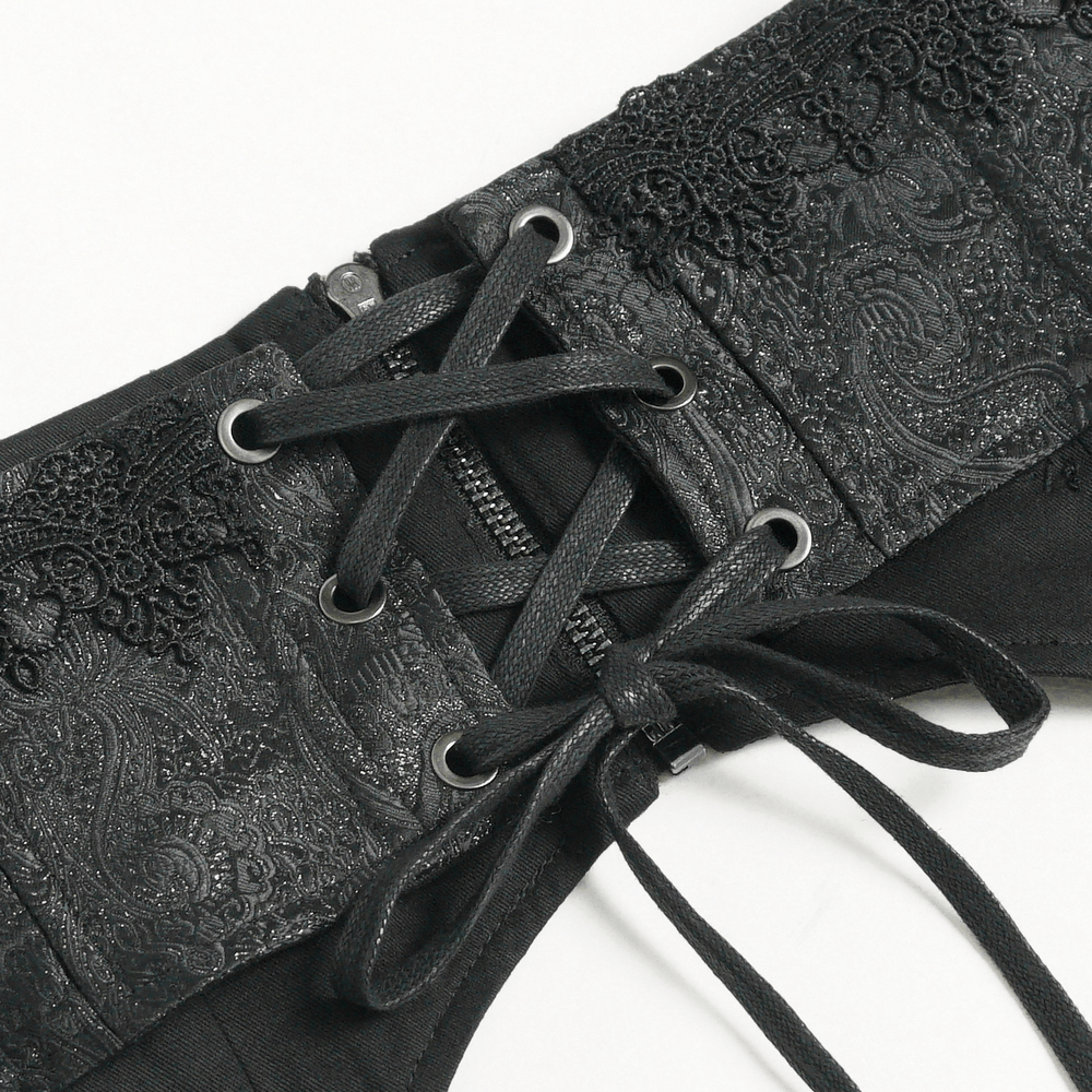 Schwarzer Punk-Gürtel mit Strumpfhaltern und Taschen