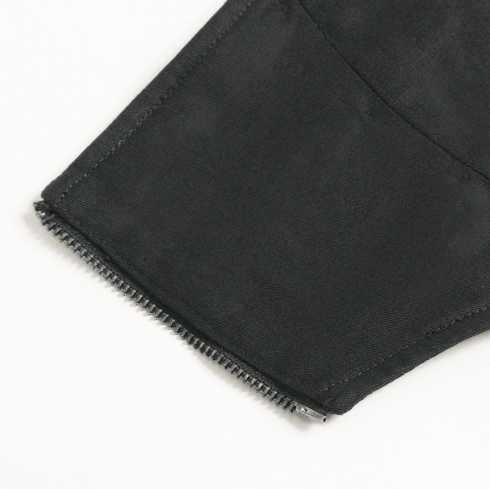 Schwarzer Punk-Gürtel mit Strumpfhaltern und Taschen