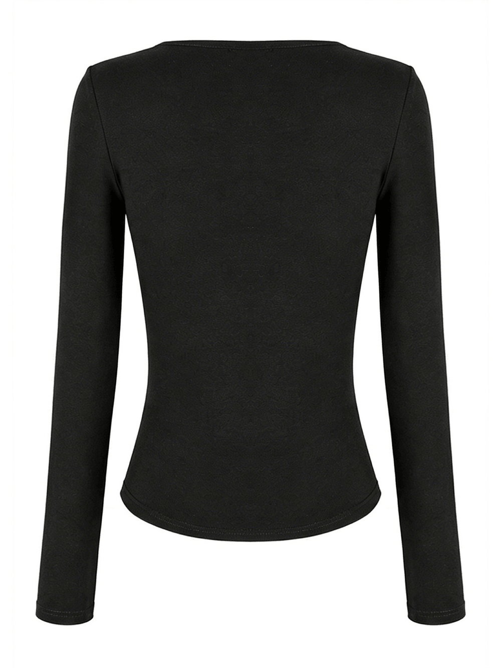 Black Buckle Strap Top with Gothic Corset Lace-Up Front, women's fitted long-sleeve gothic top with buckles