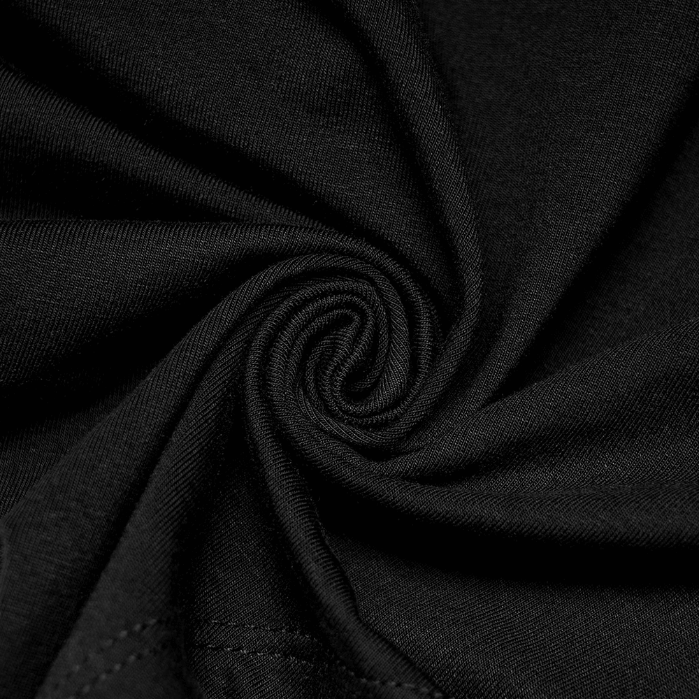 Close-up of soft black fabric showcasing smooth texture for the choker neck bodysuit.