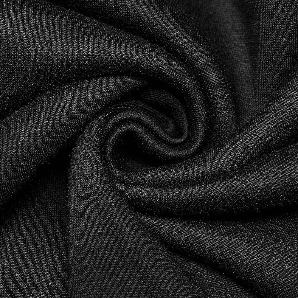 Close-up of soft black fabric, perfect for a punk rave inspired cropped hoodie.