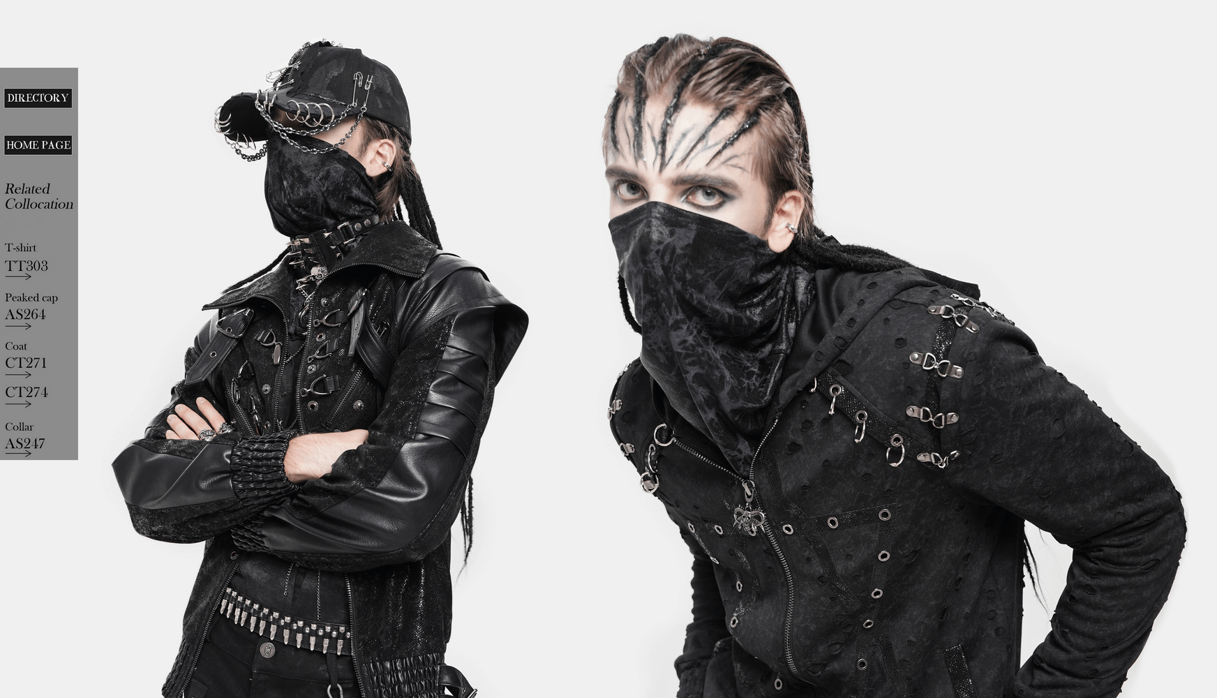 Black Crushed Neck Scarf for Gothic and Alternative Fashion worn by models in edgy outfits, showcasing punk style.