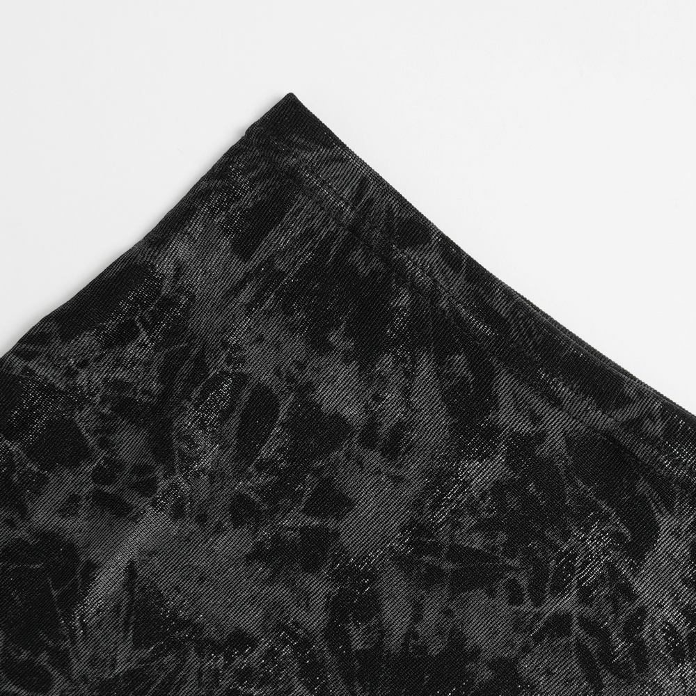 Black Crushed Neck Scarf for Gothic and Alternative Fashion showing intricate lace detailing and soft texture.