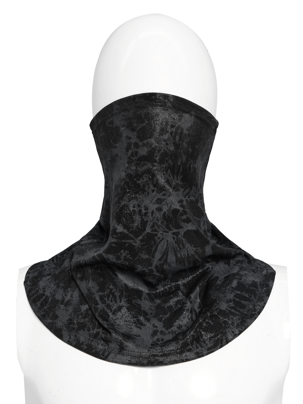 Black Crushed Neck Scarf for Gothic and Alternative Fashion showcased on a mannequin, highlighting its elegant lace design.