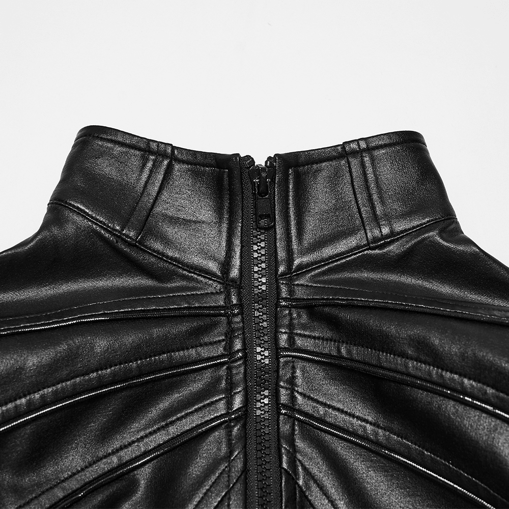 Schwarze Cyberpunk-Jacke mit geformten Knochenschulterspitzen