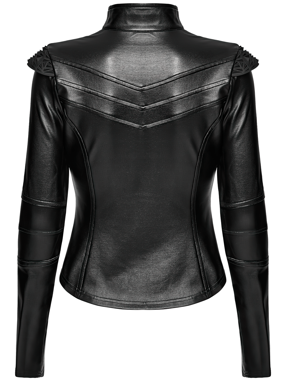 Schwarze Cyberpunk-Jacke mit geformten Knochenschulterspitzen