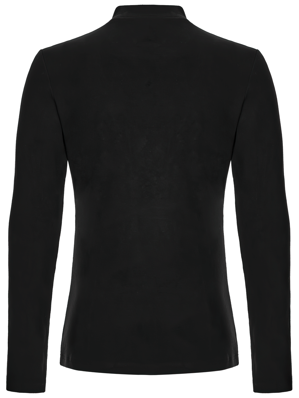 Black Cyberpunk Long Sleeve Top with Textured Panels, back view showcasing sleek design and fit.