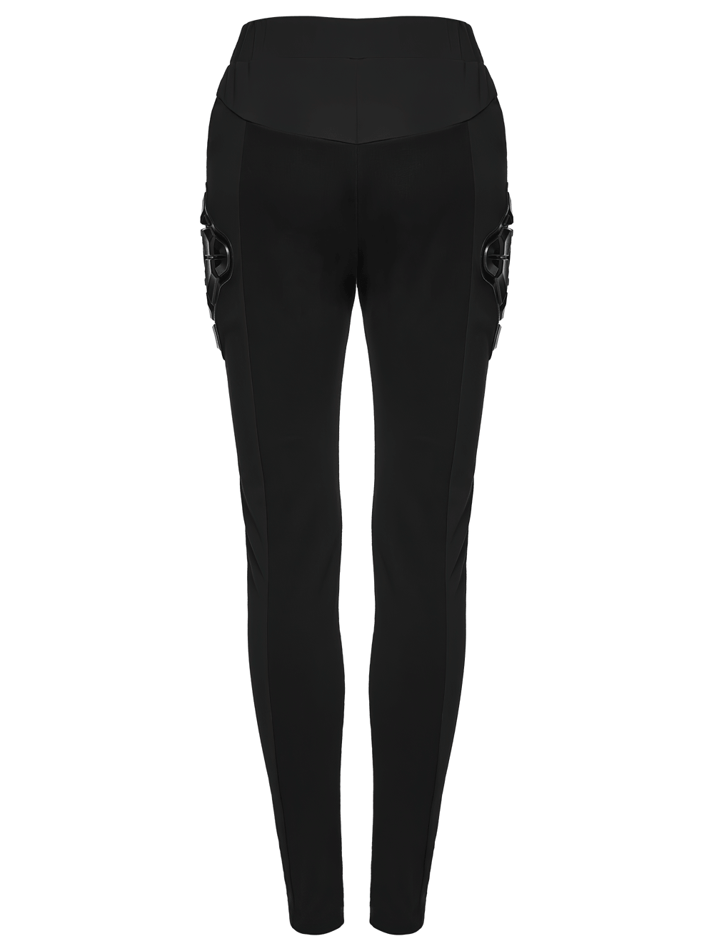 Alt Tag: Black Cyberpunk Panel Leggings with 3D Side Armor, black sculpted panel leggings with segmented seams and 3D rubber side armor