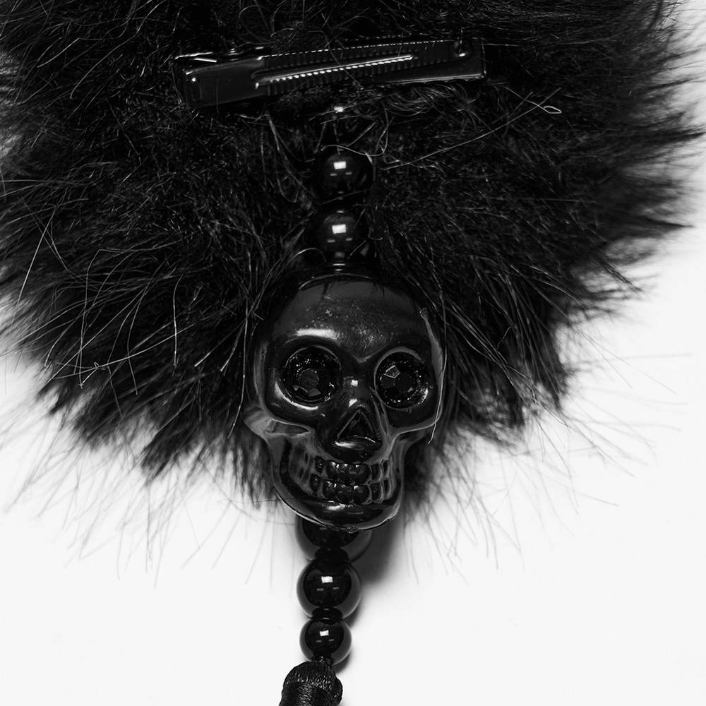 Schwarze Cyberpunk-Pompon-Haarspangen mit Quasten