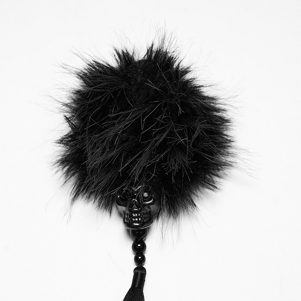Schwarze Cyberpunk-Pompon-Haarspangen mit Quasten