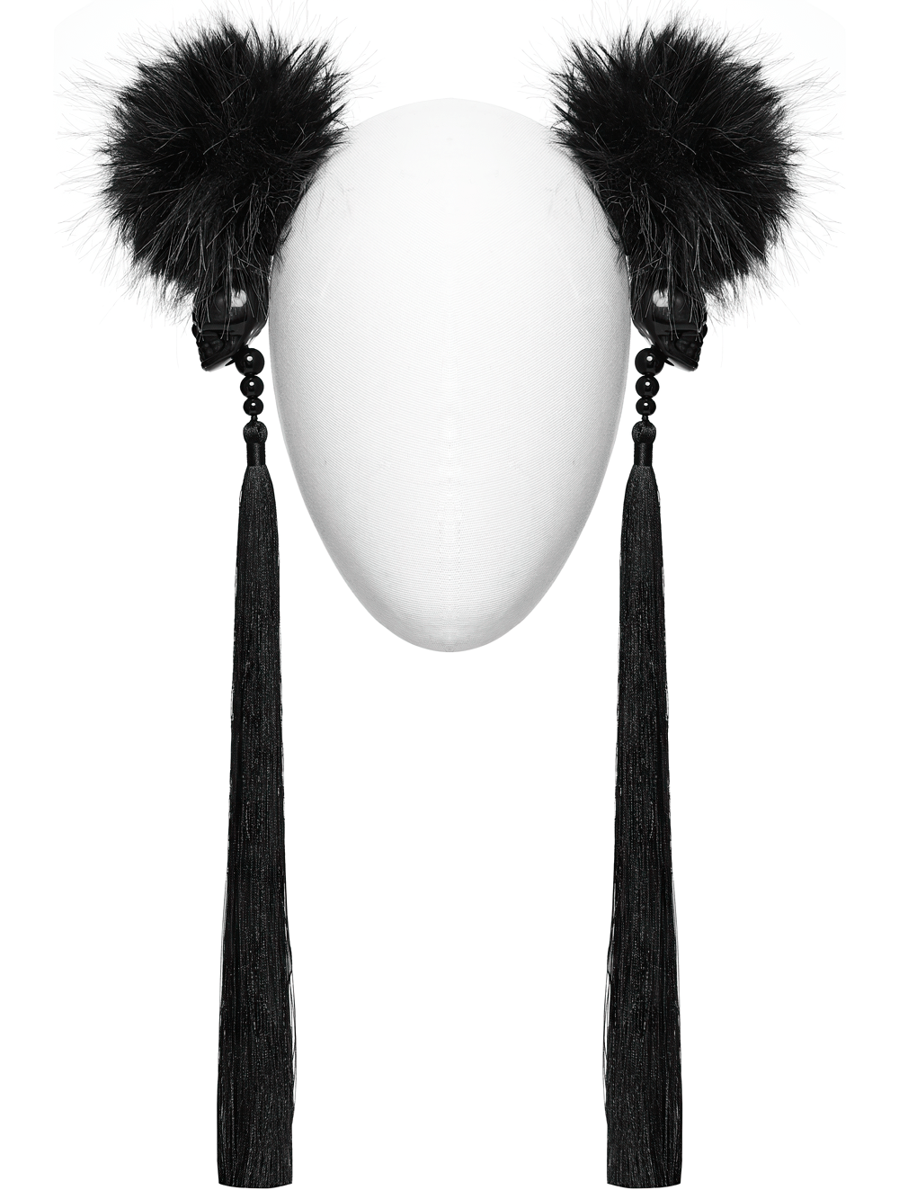 Schwarze Cyberpunk-Pompon-Haarspangen mit Quasten