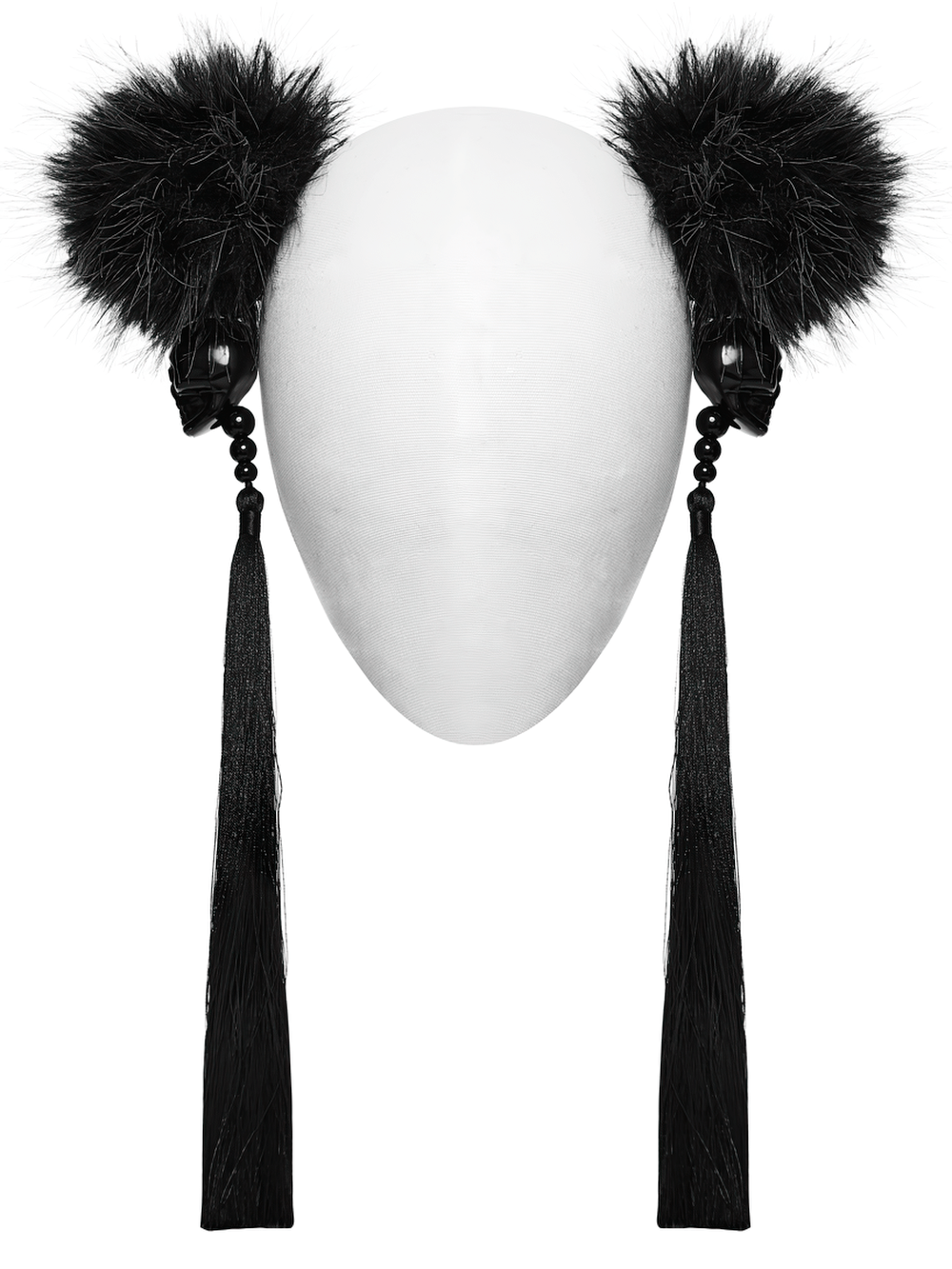 Schwarze Cyberpunk-Pompon-Haarspangen mit Quasten