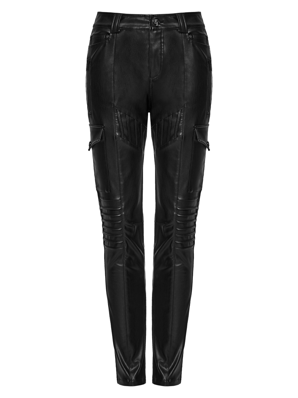 Black Cyberpunk Slim Cargo Pants with Pleated Panels showcasing a stylish and edgy design.