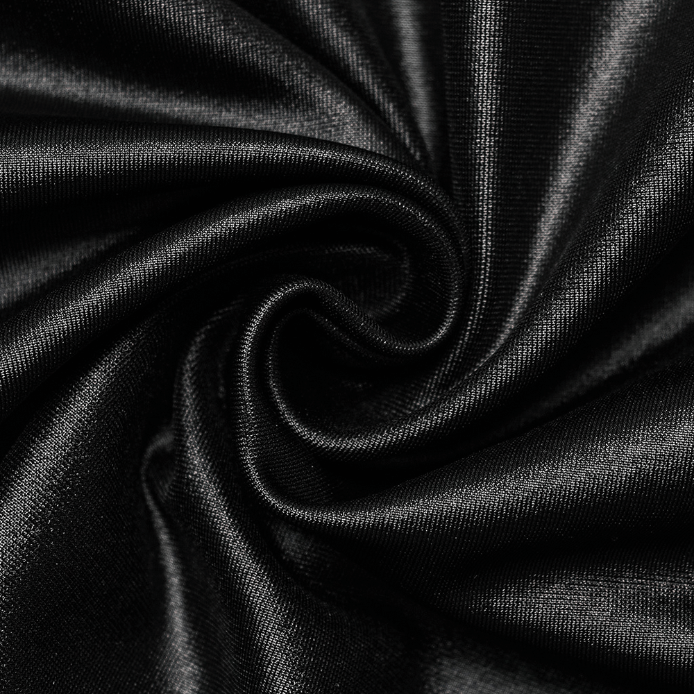 Black Faux Leather Long Sleeve Turtleneck Top