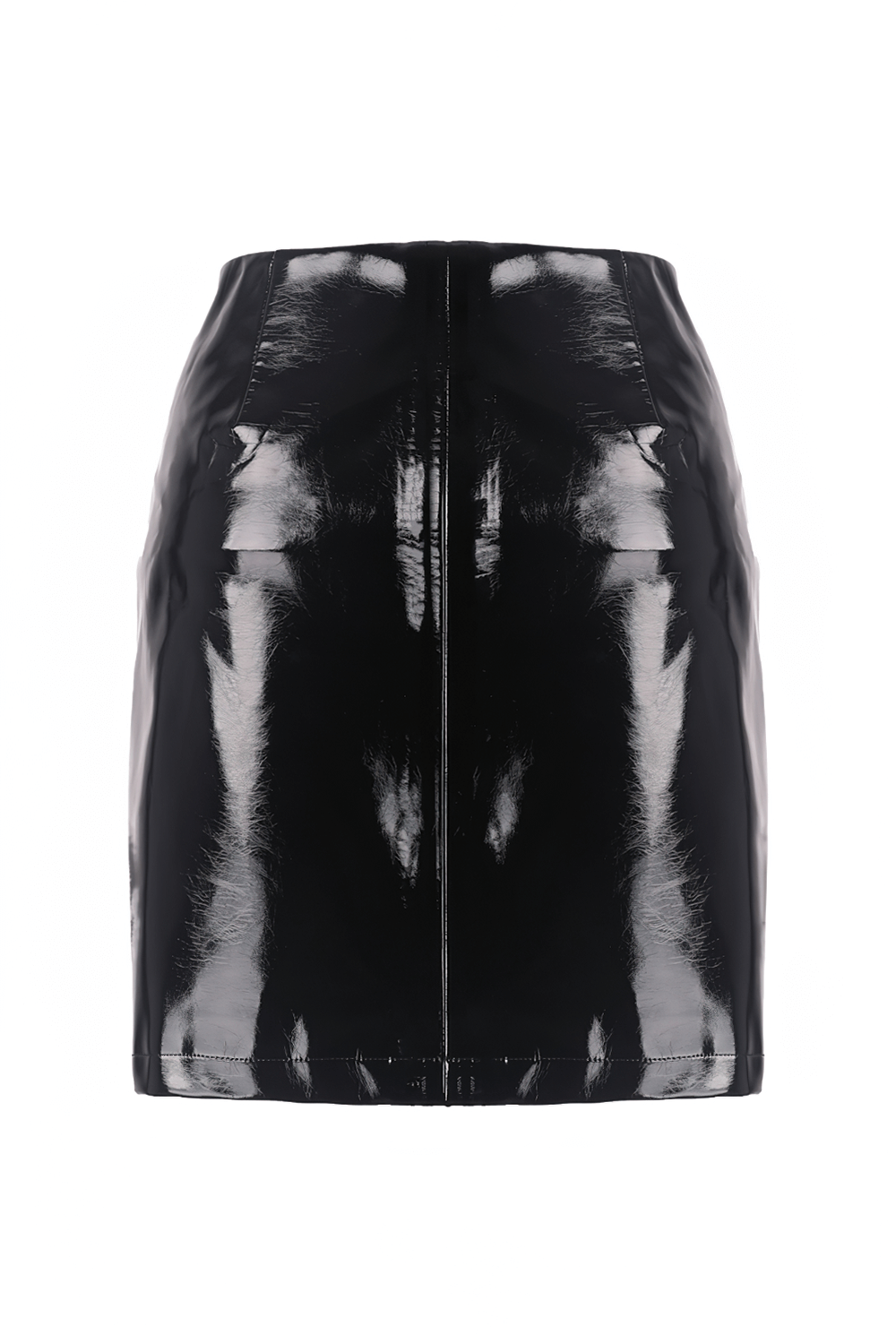 Black Faux Leather Mini Skirt with Side Zipper Detail