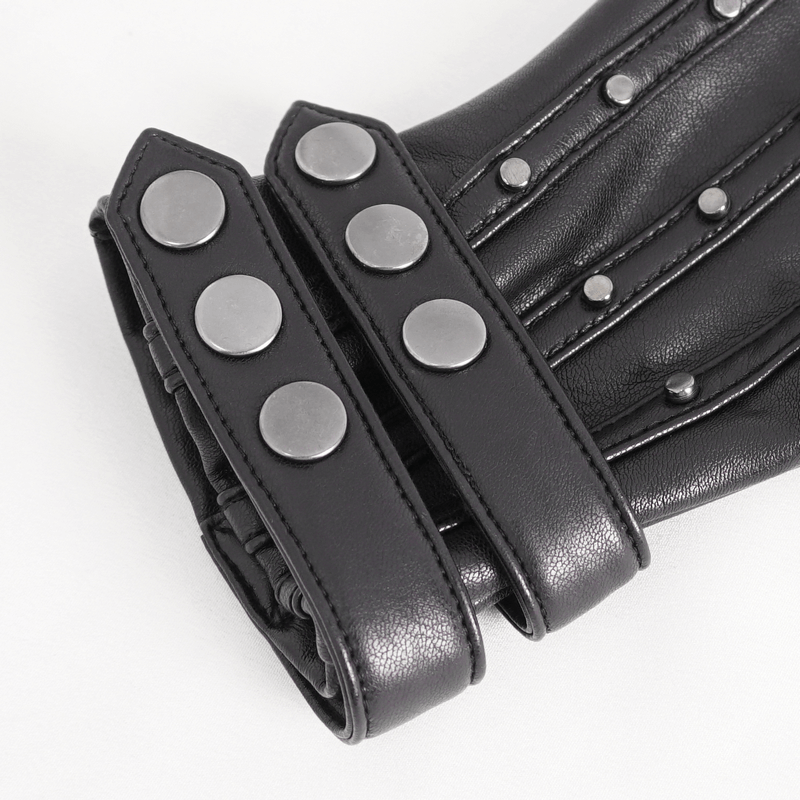 Black Faux Leather Motorcycle Gloves with Protective Studs - HARD'N'HEAVY
