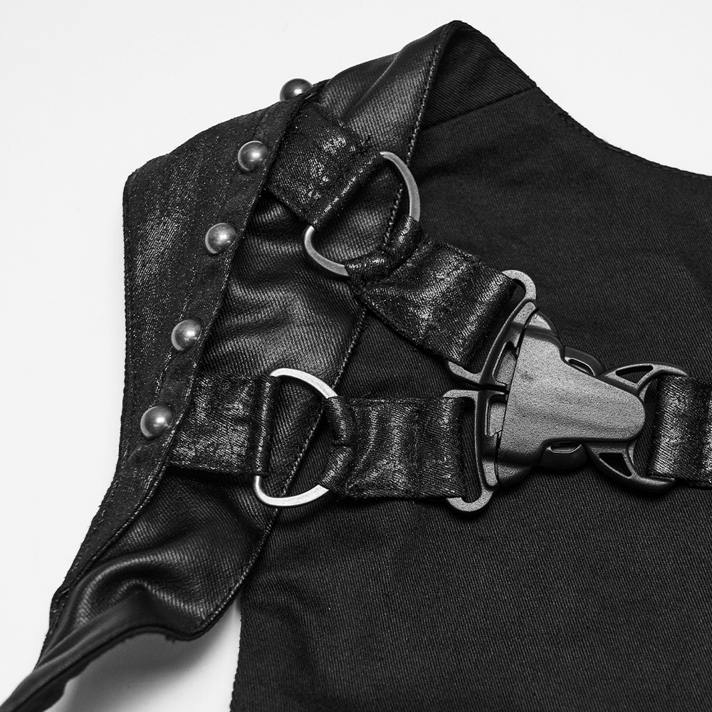 Harnais punk noir en similicuir avec détails métalliques