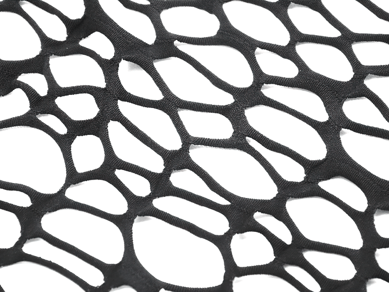 Black Fishnet Mesh Off-Shoulder Gothic Crop Top, showcasing the intricate open-knit texture and edgy web-like pattern.