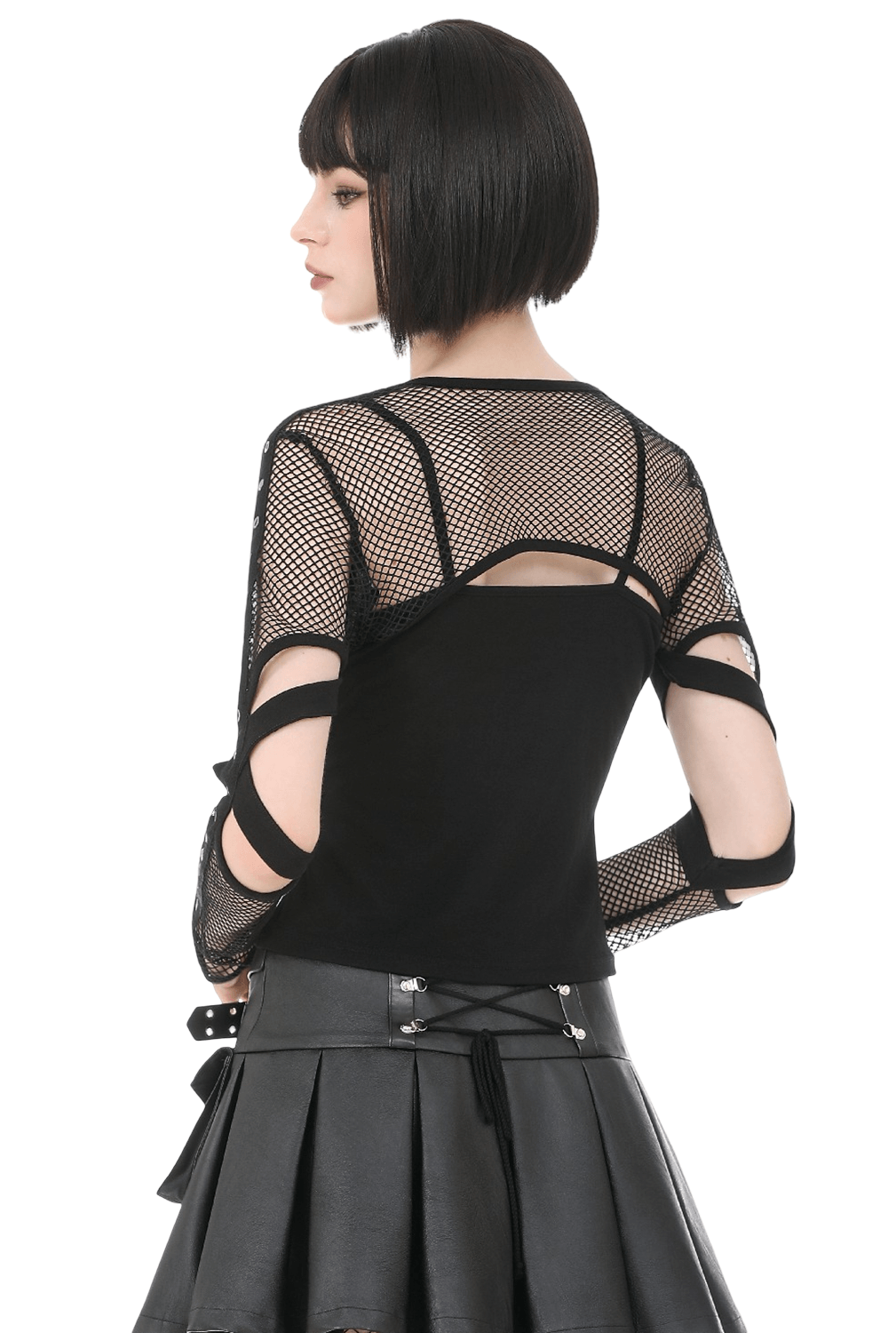 Schwarzes gotisches Einarm-Bolero mit Kreuzreißverschluss