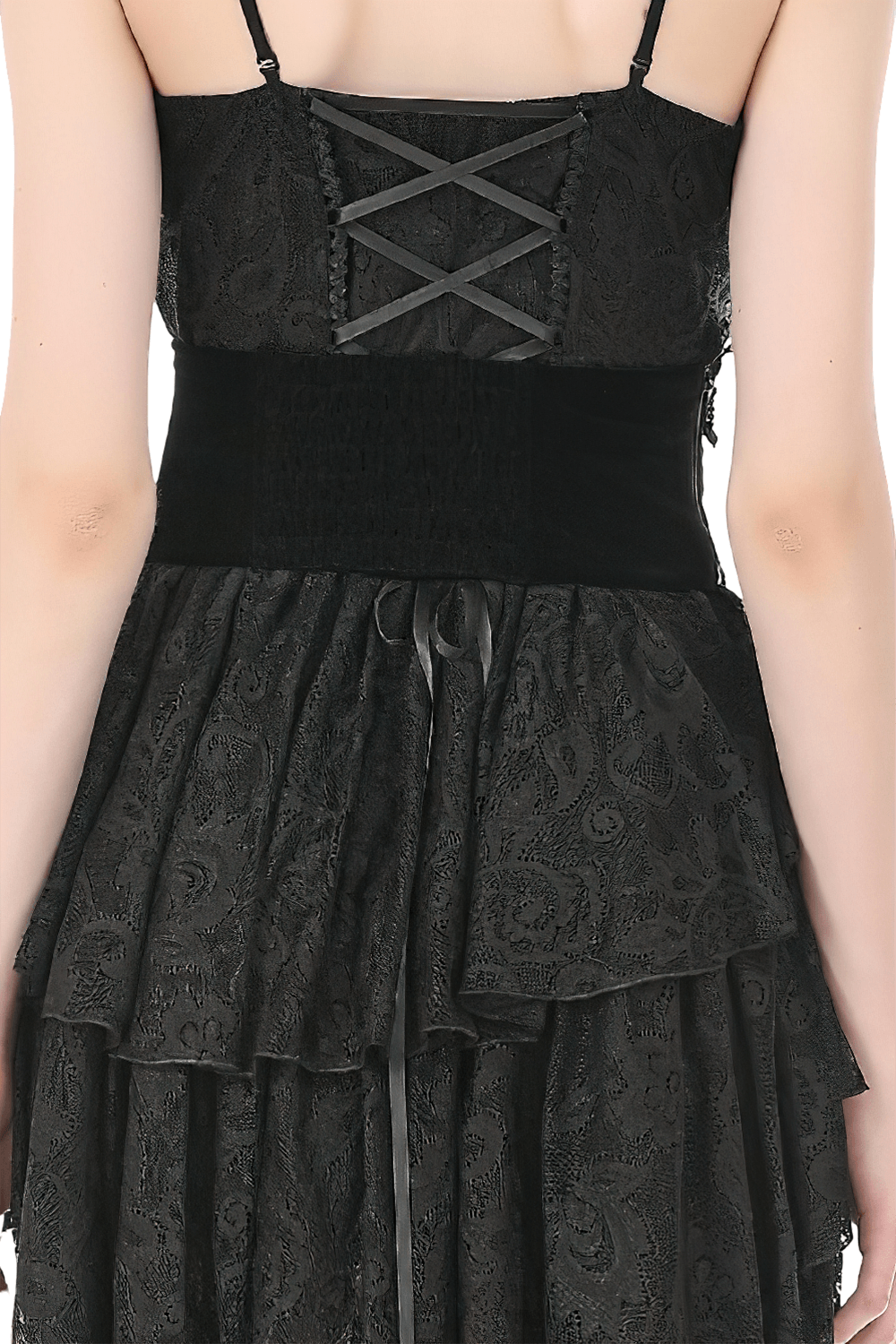 Black Gothic Beaded Lace Waist Cincher Corset Belt