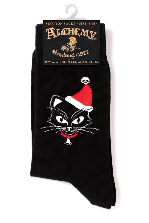 Black Gothic Cat Christmas Alchemy England Socks