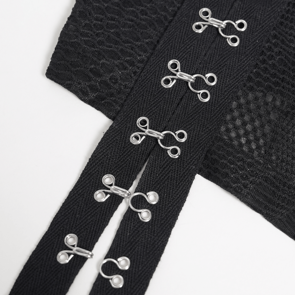 Schwarzes gotisches Ketten-Bustier-Top mit Schnürung am Rücken