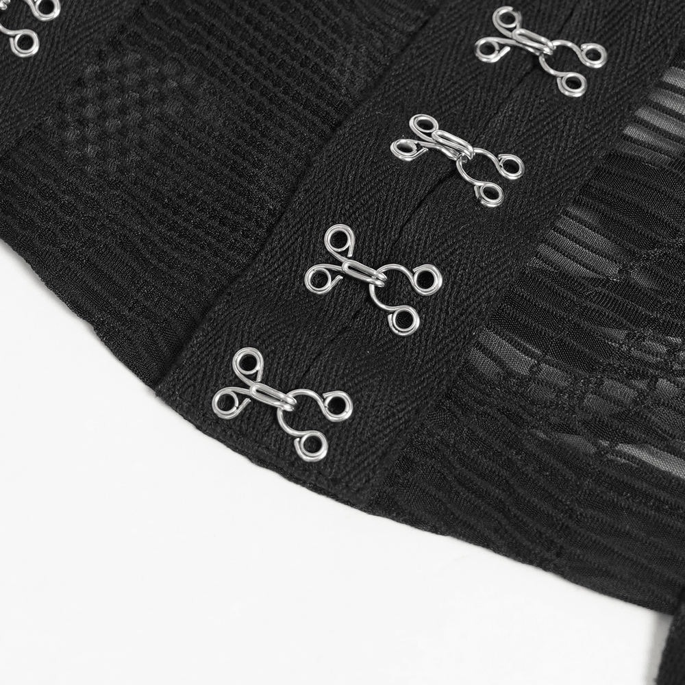 Schwarzes gotisches Ketten-Bustier-Top mit Schnürung am Rücken