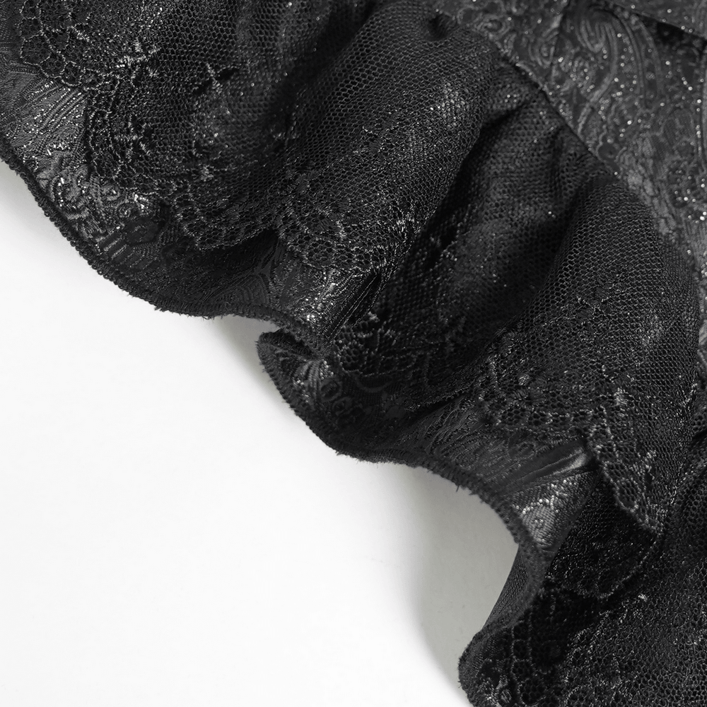 Ceinture corset gothique noire à volants et boucles
