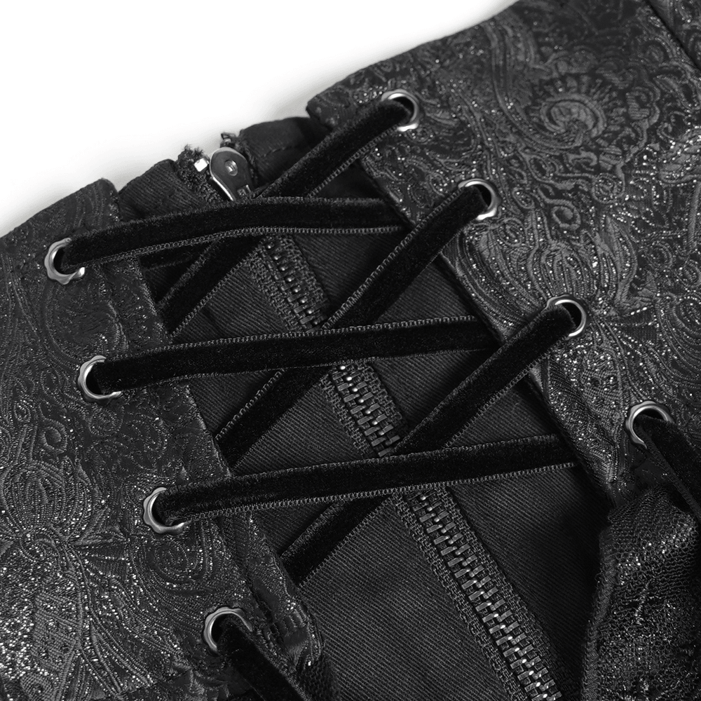 Ceinture corset gothique noire à volants et boucles