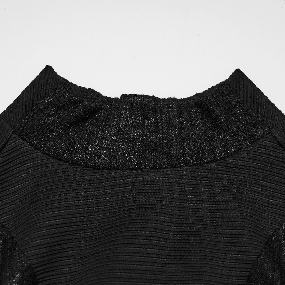 Schwarzes Gothic-Crop-Top mit transparenten Einsätzen