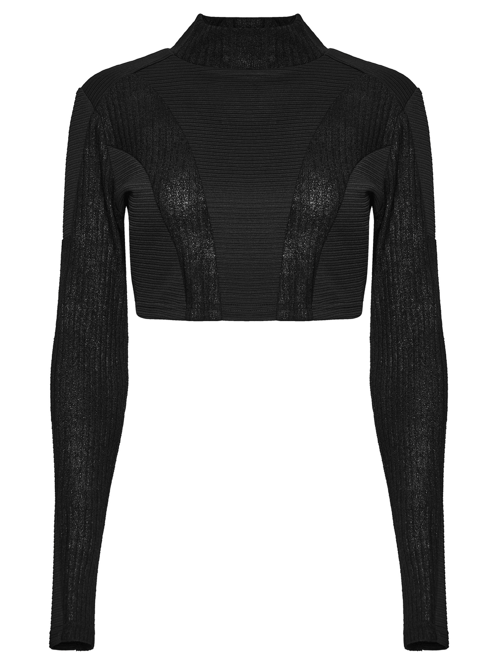 Schwarzes Gothic-Crop-Top mit transparenten Einsätzen
