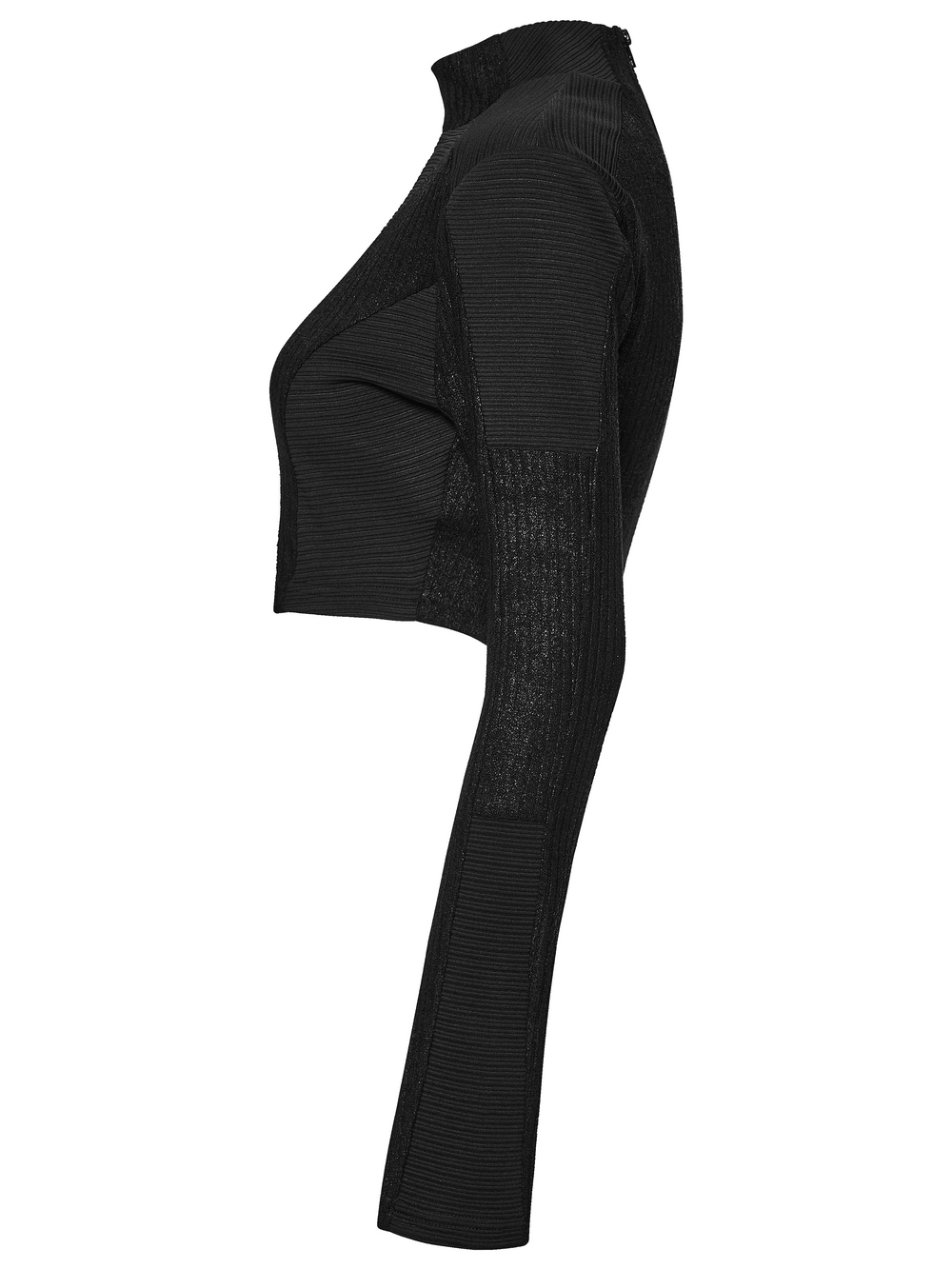 Schwarzes Gothic-Crop-Top mit transparenten Einsätzen