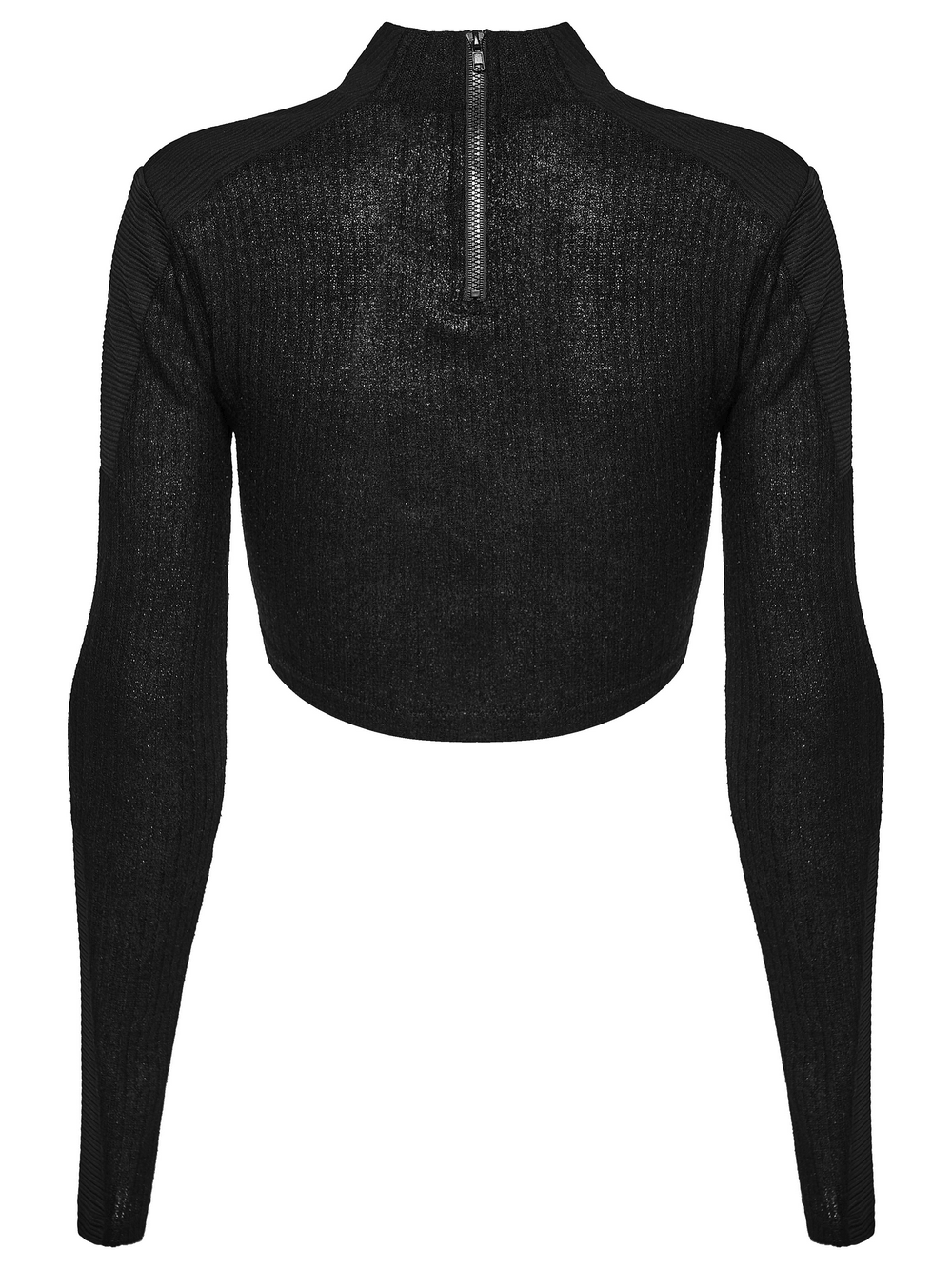 Schwarzes Gothic-Crop-Top mit transparenten Einsätzen