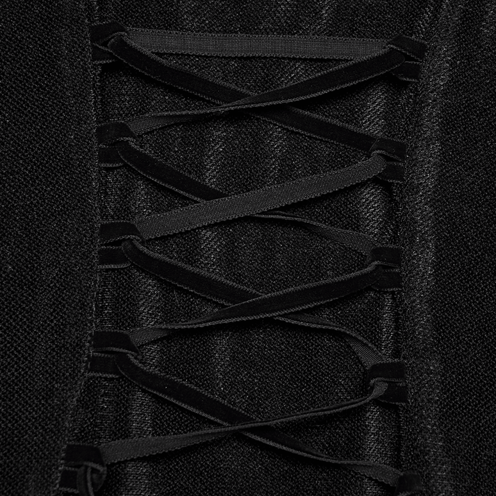 Black Gothic Cross Mesh Fishtail Maxi Dress Gown