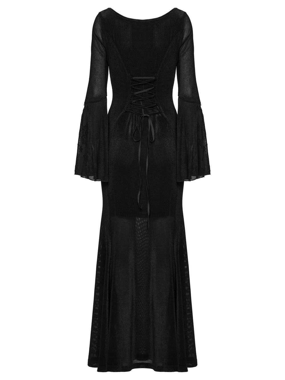 Black Gothic Cross Mesh Fishtail Maxi Dress Gown