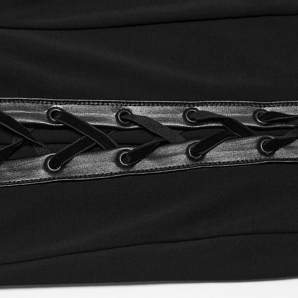 Black Gothic Halter Mermaid Dress with Side Lacing