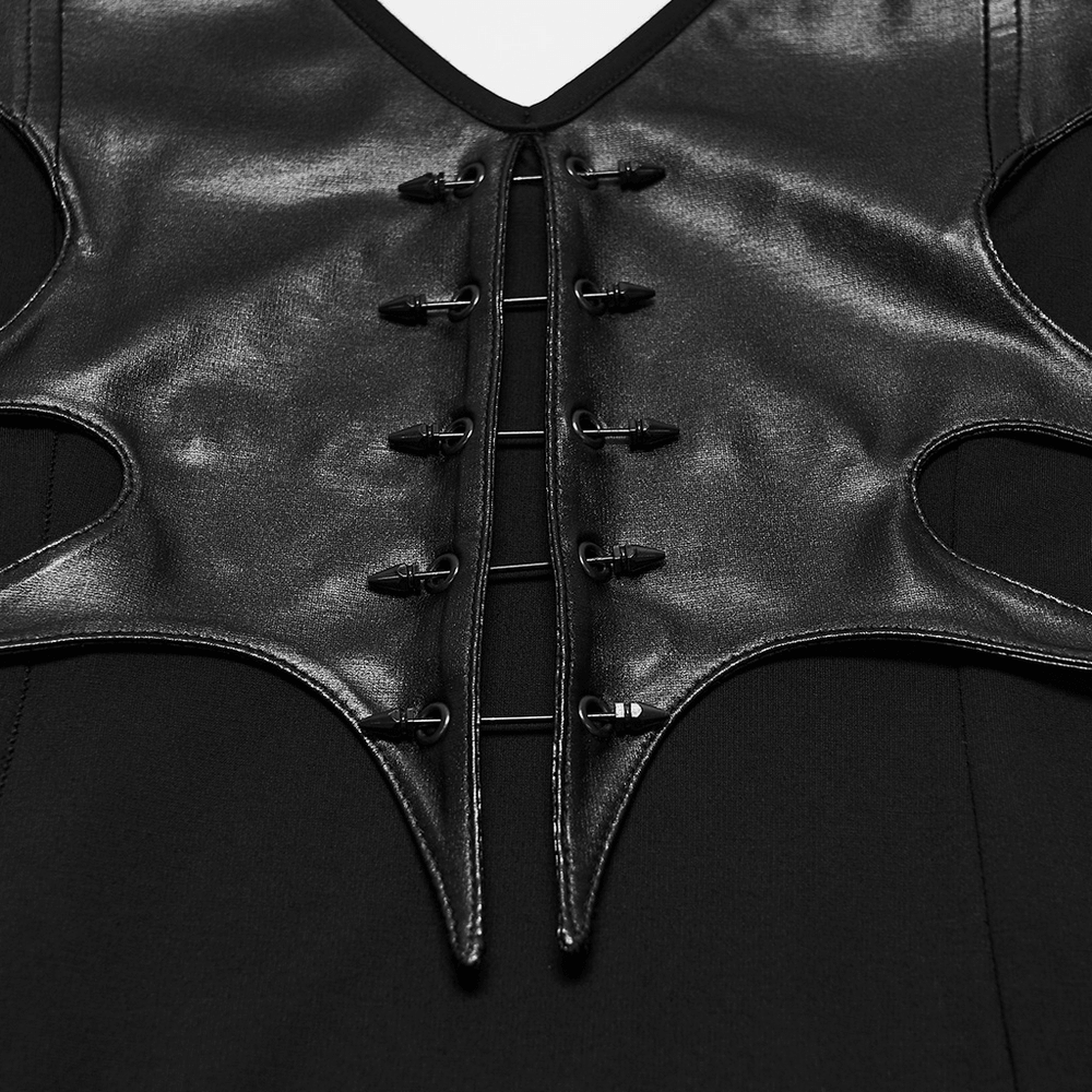 Black Gothic Halter Mermaid Dress with Side Lacing